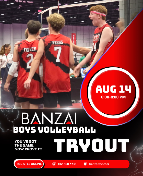 Banzai Boys Volleyball Tryout flyer